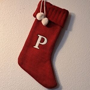 Monogrammed Red & White Knit Stocking